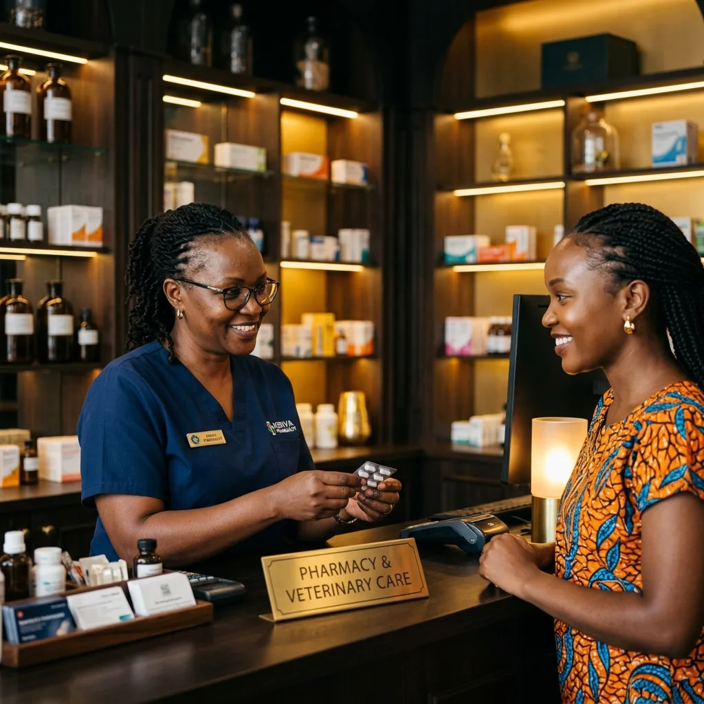 Customer being served at the pharmacy counter